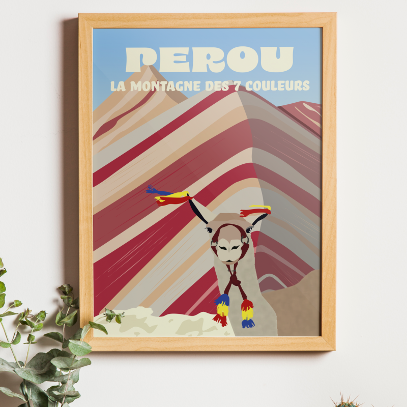 Affiche de voyage Pérou illustrée – création graphique Linkaa Studio