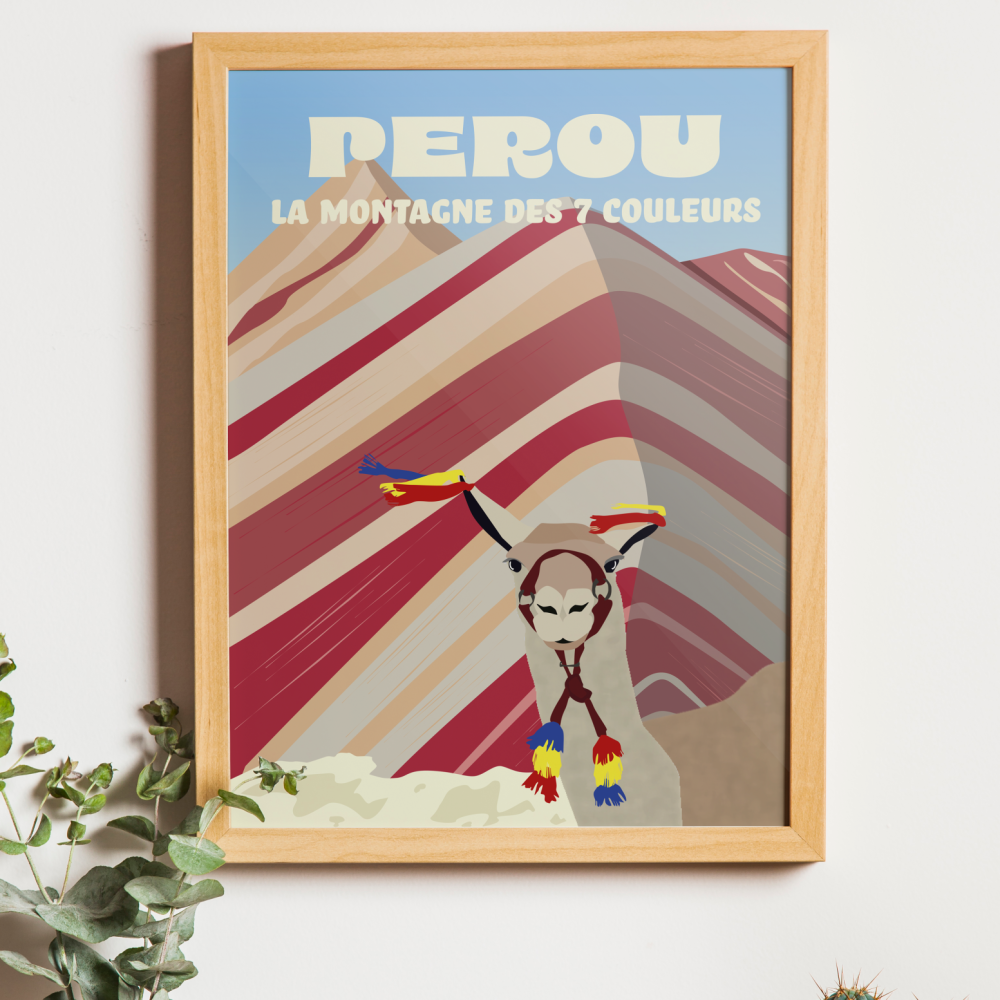 Affiche de voyage Pérou illustrée – création graphique Linkaa Studio